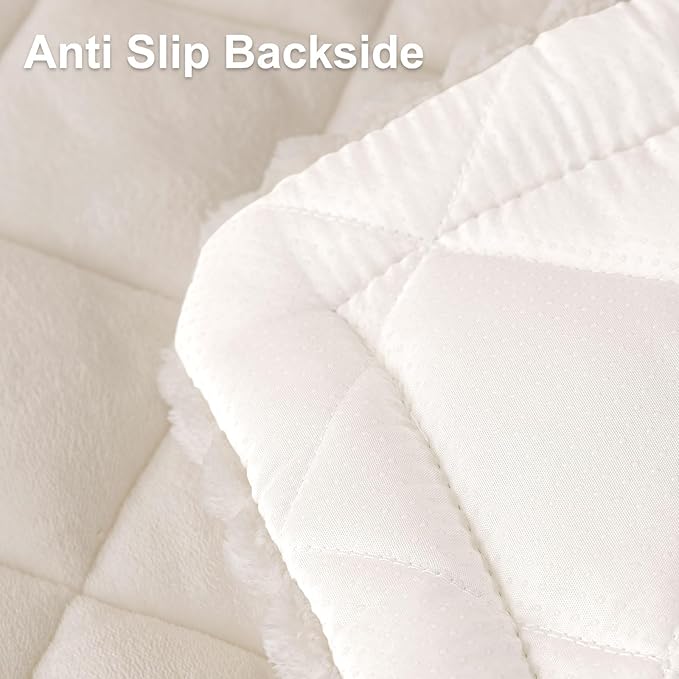 Smiry Fuzzy Couch Cover for Dogs, Non Slip Washable Pet Sofa Cover, Scratch Proof Hair Resistant Plush Sofa Slipcover, Pet Friendly Couch Cushion Protector for Cat, White, 27.6" x 70.9"