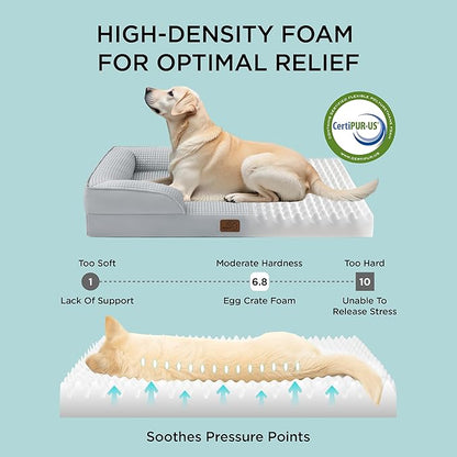 Bedsure L Plus Cooling Dog Bed for Large Dogs - Orthopedic Dog Cat Cooling Bed Washable, Big Comfort Dogs Couch Sofa with Waterproof Removable Cover, Pet Bed with Nonskid Bottom, Cooling Blue, 38"