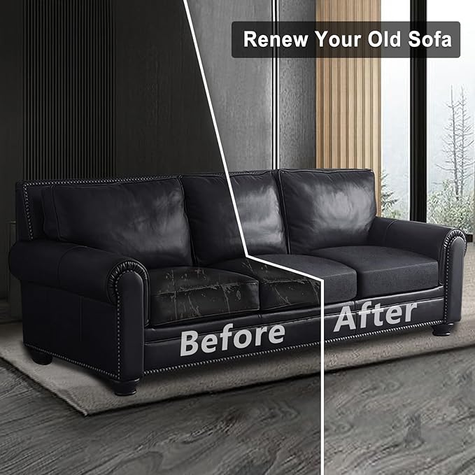 ANARACHON Leather Look Couch Cushion Covers Sofa Seat Slipcovers Sets Couches Furniture Protector for Sectional Armchair Loveseat Pets Kids Stretch Spandex Fabric (3 Cushion Sofa, Dark Grey)