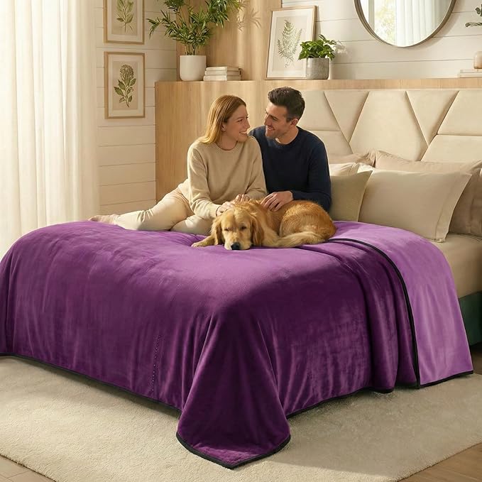 Paw Buddies Premium Waterproof Blanket 80"x90" Velvet-Feel Reversible Throw – Leakproof, Machine Washable Bed & Sofa King Size Protector for Couples, Pets & Travel + Bonus Small Blanket