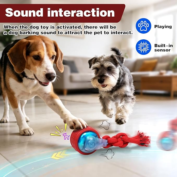Muhhiba Interactive Dog Toy,Electric Dog Toy Can Move Freely,Rechargeable Dog Ball is Suitable for Use Both Indoors and Outdoors