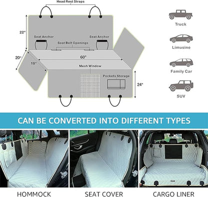 Lassie XL Truck Dog Seat Cover Back Seat with 2 Seat Belts, Dog Car Hammock for Large SUV and Trucks Compatible with F150 F250/Chevrolet Silverado/Ram Pickup/GMC Sierra/Toyota Tundra and Crew Cab