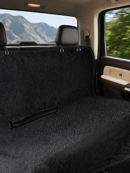 Car Seat Cover Towel, Waterproof Sweat Absorbent Back Seat Protector for Sedans SUVs & Minivans, Non-Slip Machine Washable Rear Bench Cover for Post-Gym, Beach, Pets & Kids (Black)