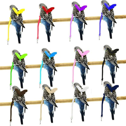 Dnoifne Pet Parrot Bird Harness and Leash, Adjustable Training Design Anti-Bite, Bird Nylon Rope with Cute Wing for Parrots, Suitable for Scarlet, Keck, Mini Macaw and Same Size Birds (Yellow)