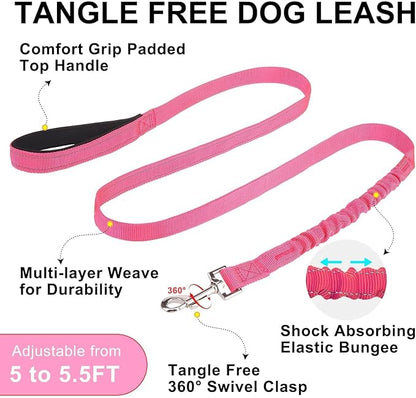 BEAUTYZOO No Pull Dog Harness Medium Sized Dog, Breathable Mesh Padded Dog Harness and Leash Set, Adjustable Reflective Escape Proof Dog Vest Harnessss Quick Fit for Training Walking, Hot Pink M