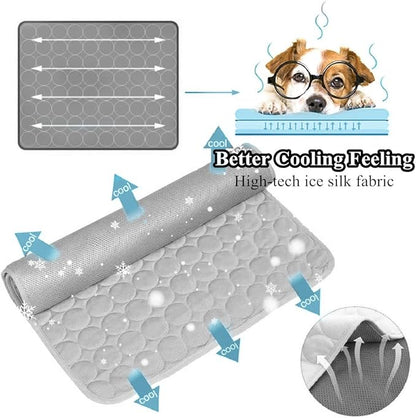 SOMOYA Dog Self Cooling Mat Pet Washable Cooling Pads Blanket Sleeping Kennel Mat,Ice Silk Sleep Mat Pad Non-Toxic Breathable Sleep Bed Beach for Large Dogs Cats (Grey, 27.5x39.4 in)