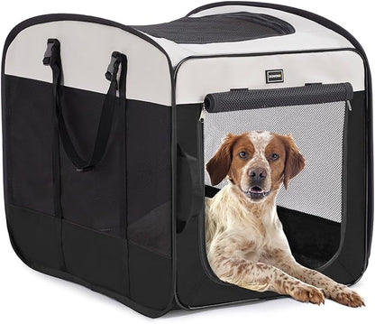 DONORO Dog Kennels and Crates for Medium Dogs, Portable Pop Up Indoor Pet Cage with Sturdy Wire Frame, Collapsible Travel Crate Soft Sided Cat Bag Escape Proof (Black, 36.0" L x 23.0" W x 28.0" H)
