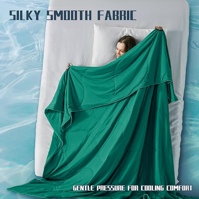 DOWNCOOL Cooling Comforter King Size, Green Cooling Blanket for Hot Sleeper, Lightweight & Breathable Blanket for Night Sweats,Dual-Side Cooling Summer Bedding,106"X90"