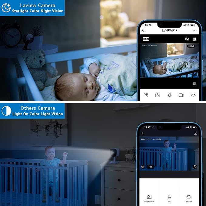 LaView 4MP 2K Cameras for Home Security Indoor,Home Security Camera for Baby/Elder/Pet/Nanny,Baby Cam Starlight Sensor Color Night Vision,US Cloud Service,Works with Alexa