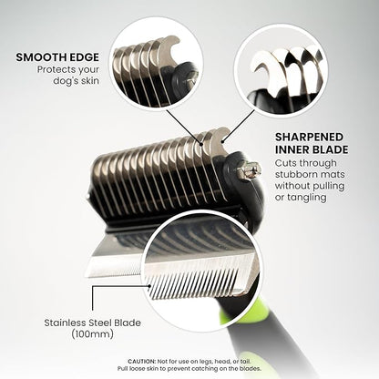 CATTASAURUS Cats & Dogs Grooming Brush for Shedding - 2 in 1 Deshedding Tool and Undercoat Rake for Long and Short Haired Dogs with Double Coat - Dematting Comb and Pet Hair Deshedder Supplies