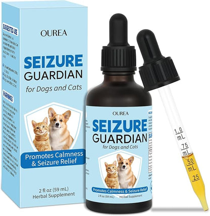 Yakucho Seizure Guardian for Dogs and Cats, Nervous System Support for Dogs and Cats, Supports Relaxation & Calm Behavior, Natural Herbal Formula, Easy to Use – 59 mL