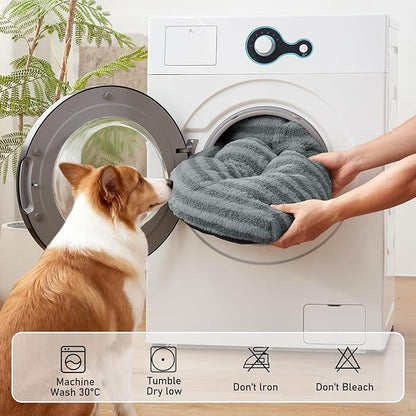 FURTIME Washable Dog Bed Medium Size Dogs, Deluxe Dog Crate Beds Comfy Fluffy Kennel Pad Anti-Slip Pet Sleeping Mat, Machine Washable Dogs Pillow, 29"x21"x3", Gray