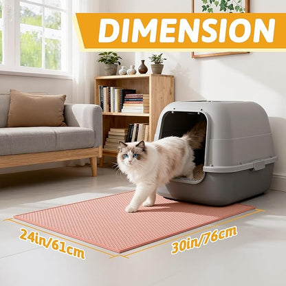 Pieviev Cat Litter Mat Double Layer Waterproof Urine Proof Trapping Mat 1 Pack (Red, 30x24 Inch (Pack of 1))