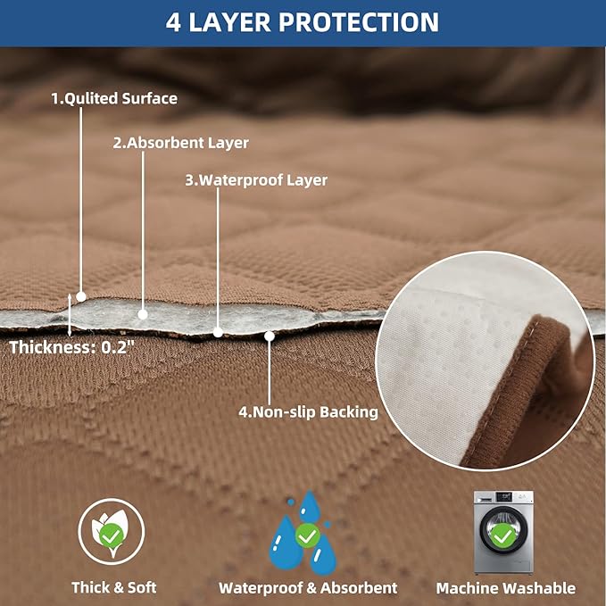 Eismodra Waterproof Recliner Chair Covers for Reclining Couch Slipcovers Seat Cushion,Anti-Slip Sofa Cover for Dogs Pets Furniture Protector Washable,Brown Set (3 Pieces)