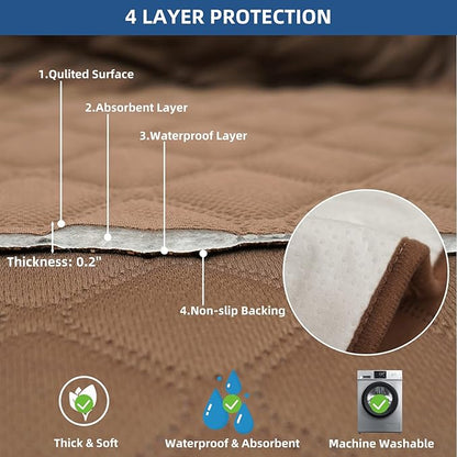 Eismodra Waterproof Recliner Chair Covers for Reclining Couch Slipcovers Seat Cushion,Anti-Slip Sofa Cover for Dogs Pets Furniture Protector Washable,Brown Set (3 Pieces)
