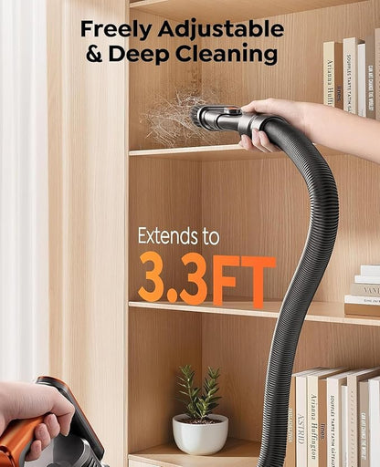 Fieety Cordless Vacuum Cleaner, 650W/55KPa/70Min Runtime Stick Vacuum with 3.3Ft Hose, Wall Mount Charging, Auto Mode, Touchscreen, Self-Standing Vacuum Cleaner for Home/Pet Hair/Carpet/Car, Fragrance