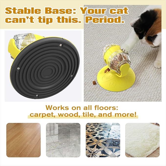 Cat Slow Feeder Toy, Beer Barrel Interactive Cat Toy, cat treat dispenser toy for Indoor Cats, Small Dogs, Enrichment Toy for IQ Training, Mental Stimulation, Relieve Boredom, Gifts (Yellow)