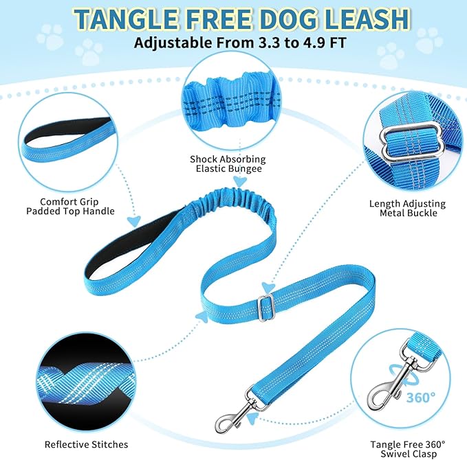 Lukovee No Pull Dog Harness and Leash Set, Soft Padded Small Dog Harness, Neck & Chest Adjustable Reflective Vest Puppy Harness with 4ft Lightweight Anti-Twist Dog Leash for Small Dogs (LBL, XXS)