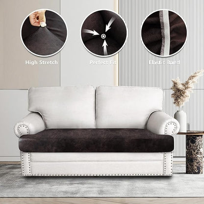 ANARACHON Leather Look Couch Cushion Covers Sofa Seat Slipcovers Sets Couches Furniture Protector for Sectional Armchair Loveseat Pets Kids Stretch Spandex Fabric (1 T-Cushion loveseat, Chocolate)
