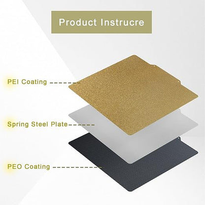 Textured PEI & Smooth PET (Carbon Fiber Pattern) Build Plate Flexible Heated Bed Compatible with Ender 3 Neptune 3 4