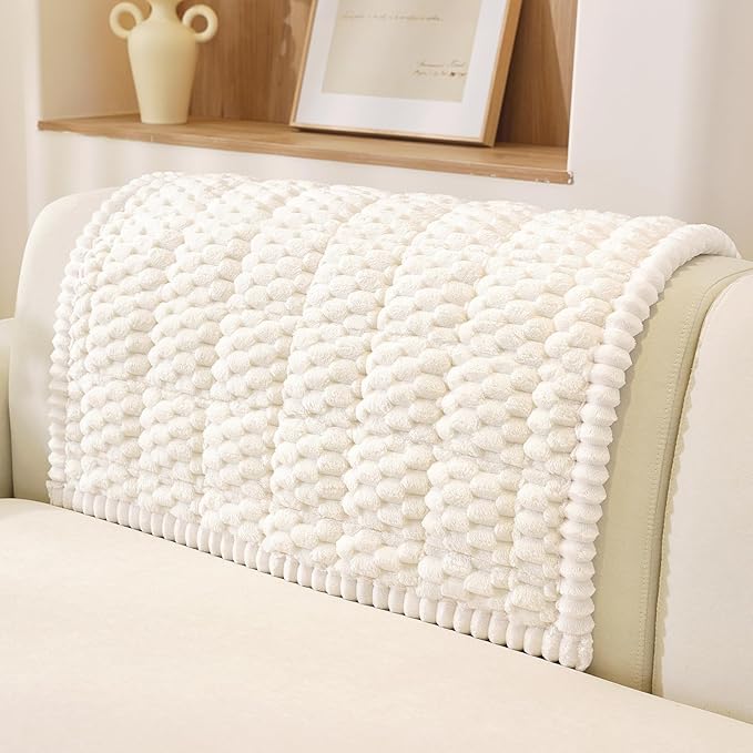 OstepDecor Washable Couch Cover for Dogs, Thick Pet Friendly Sofa Covers, Soft Couch Protector, Paw Cart Sofa Slipcovers, Cushion Protector for Leather, Sectional, Loveseat (35.4" x 35.4", White)