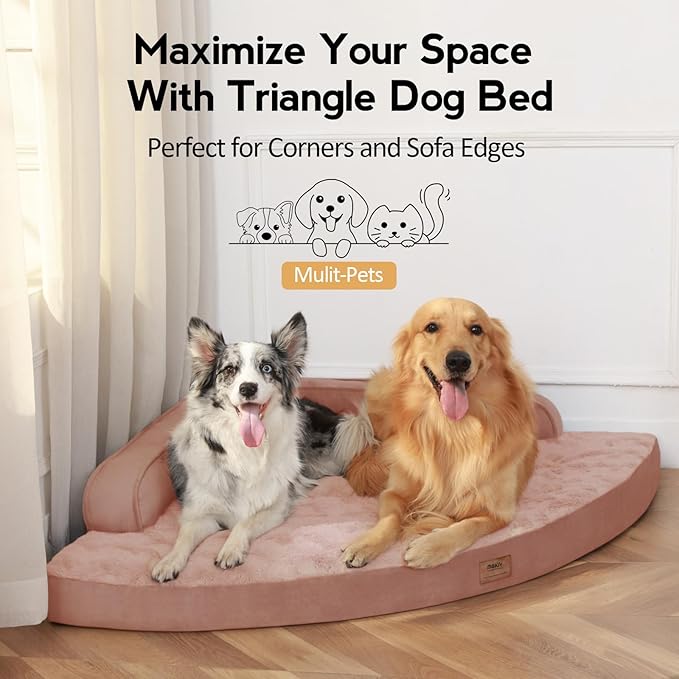 MEKIY Large Orthopedic Dog Bed with Sides XXXL Dog Beds with Removable Washable Cover Non-Slip Waterproof Pet Bed for Extra Large Dogs - Pink XXXL