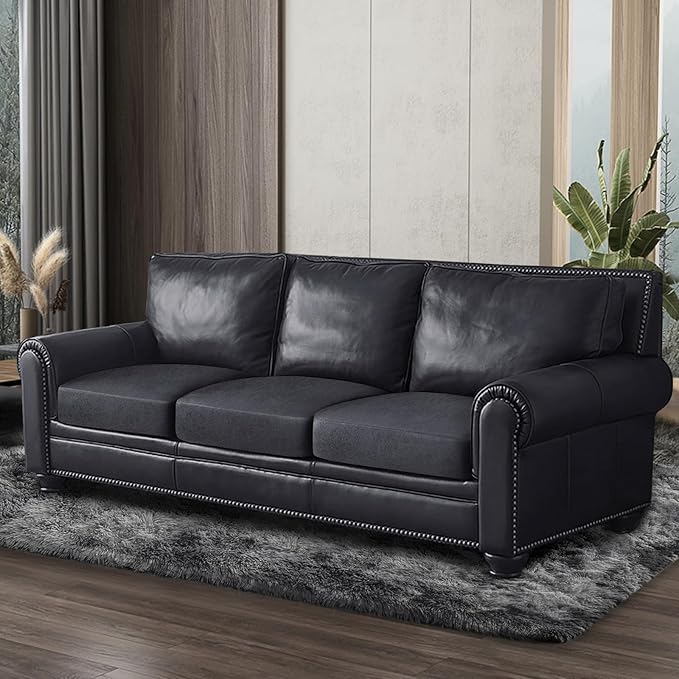 ANARACHON Leather Look Couch Cushion Covers Sofa Seat Slipcovers Sets Couches Furniture Protector for Sectional Armchair Loveseat Pets Kids Stretch Spandex Fabric (3 Cushion Sofa, Dark Grey)