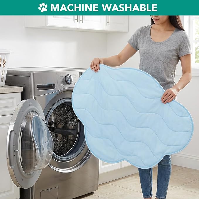 PetAmi Dog Cooling Mat, Cloud Shape, Reversible Cooling Nylon Blanket Soft Fleece Pet Pad for Dogs Cats, Summer All Season Use Q-Max>0.3, Small 30x40 in, Light Blue