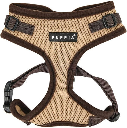 Puppia Authentic RiteFit Harness with Adjustable Neck, Medium, Beige