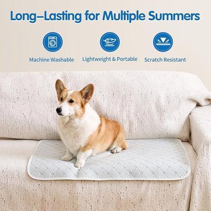 Dog Cooling Mat - Instant 6-12°F Drop, Cooling Mat for Pets Q-MAX >0.5 & Machine Washable, Anti-Slip Bottom, Cool Relief Bed for Dogs & Cats Light Gray 42" x 28"