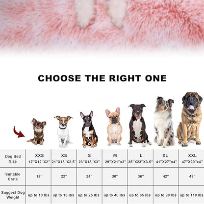 Bedfolks Waterproof Crate Bed, Plush Dog Kennel Pad with Removable Washable Cover, Faux Fur, Fluffy 47"x29", Pink