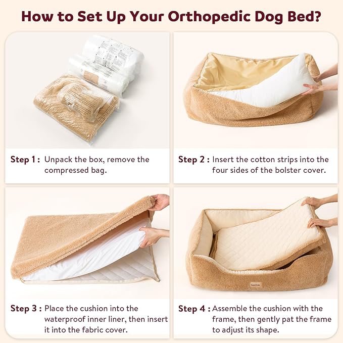 Cooling Orthopedic Dog Beds Large Sized Dogs - Memory Foam for Joint Pain & Arthritis, Big Dog Couch w/Washable Removable Cover & Waterproof Liner, Pet Bed w/Raised Bolster & Non-Slip Base