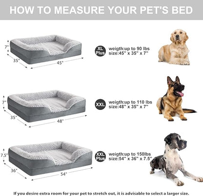LEXTRO Orthopedic Dog Bed for Extra Large Dogs, Egg Crate Foam Bed for Extra Large Dogs, Equipped with Removable Waterproof Pillow Cover and Anti-Slip Bottom, Pet Bed