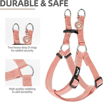 PUPTECK No Pull Dog Harness Soft Adjustable Basic Nylon Step in Puppy Vest Outdoor Walking with ID Tag, LightCoral, XS