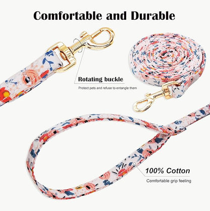 No Pull Dog Harness Adjustable Small Dog Harness and Leash Set, Lightweight and Soft Dog Harness No Choke Escape Proof Pet Harness Vest (Orange Rose, M)