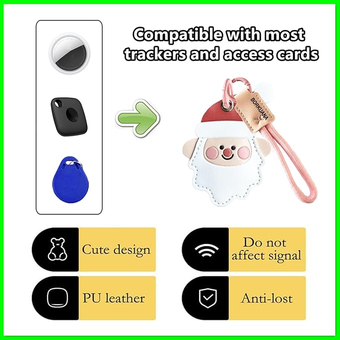Leather Keychain Holder Case Compatible with AirTag,Cute Protective Cover with Keyring and lanyard,Anti-Scratch Finder GPS Tracker Case for Wallet Keys,bag,pets,Backpack(J)