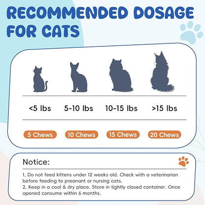 500 Calming Chews for Cats, Helps Reduce Stress with Melatonin, Relaxation for Travel, Boarding,Separation, Grooming Anxiety -with Ashwagandha, Organic Chamomile, L-Theanine & L-Tryptophan Chicken