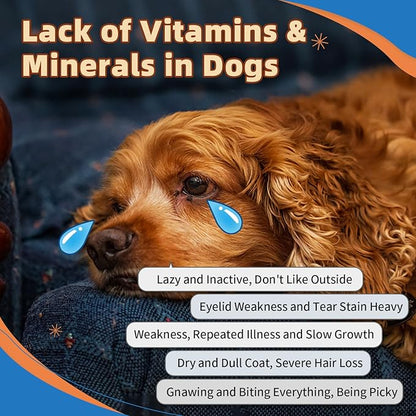 ZEBORA Dog Multivitamin Powder with Glucosamine, Dog Vitamins and Supplements for Immune Support, Skin and Coat Supplement with Omega 3 for Allergy Relief, Probiotics for Digestive & Gut Health
