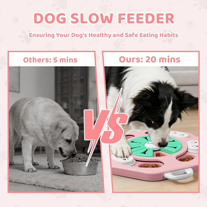 MateeyLife Interactive Dog Puzzle Toy for Smart Dogs, Mental Stimulation Dog Enrichment Toys, Treat Dispensing Dog Toys to Keep Them Busy for Small and Medium Dogs, IQ Training Puzzle Feeder (Pink)