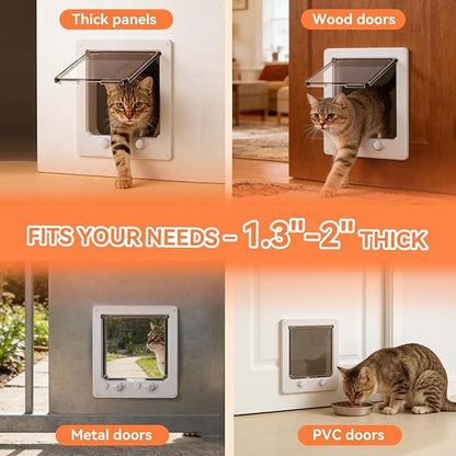 LIBBEPET Cat Door Interior Door, Indoor Cat Doors, Large Pet Doors for Cats Up to 18 lbs(Frame Size 9.3" x 10.6"), Upgraded 4 Way Locking Kitty Door for Interior & Exterior Doors, Easy to Install