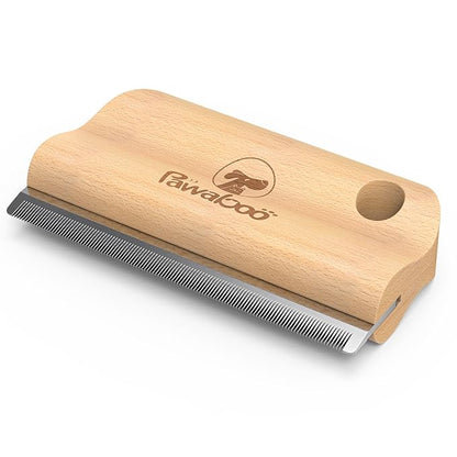 Pawaboo Deshedding Brush for Dogs & Cats, Dog Hair Removal Comb with Ergonomic Gripping, Wooden Grooming Shedding Brush for Long Hair Dogs and Cats, Hangable Pet Cleaning Comb Supplies, 5.1 Inch