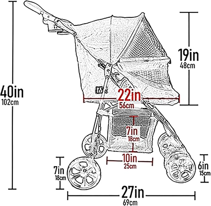 Pet Gear No-Zip Happy Trails Lite Pet Stroller for Cats/Dogs, Zipperless Entry, Easy Fold with Removable Liner, Safety Tether, Storage Basket + Cup Holder, 3 Colors