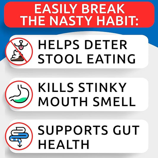 BARK&SPARK NO Poo Treats - Prevent Dog Poop Eating - Coprophagia Treatment - Stool Eating Deterrent - Probiotics & Enzymes - Digestive Health + Breath Aid - Made in USA - (240 Ct - Chicken)