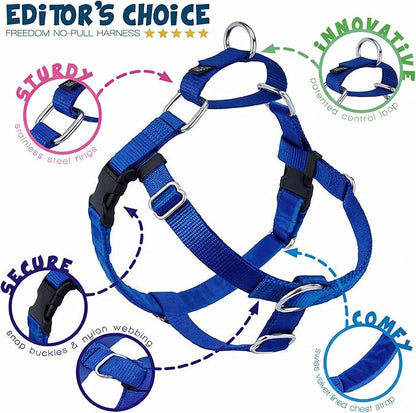 2 Hounds Design Freedom No Pull Dog Harness, Adjustable Harness and Leash Set, Easy Walking & Comfortable Control, Fits Small, Medium & Large Dogs, Solid Colors, Made in USA, 5/8" XS, Royal Blue