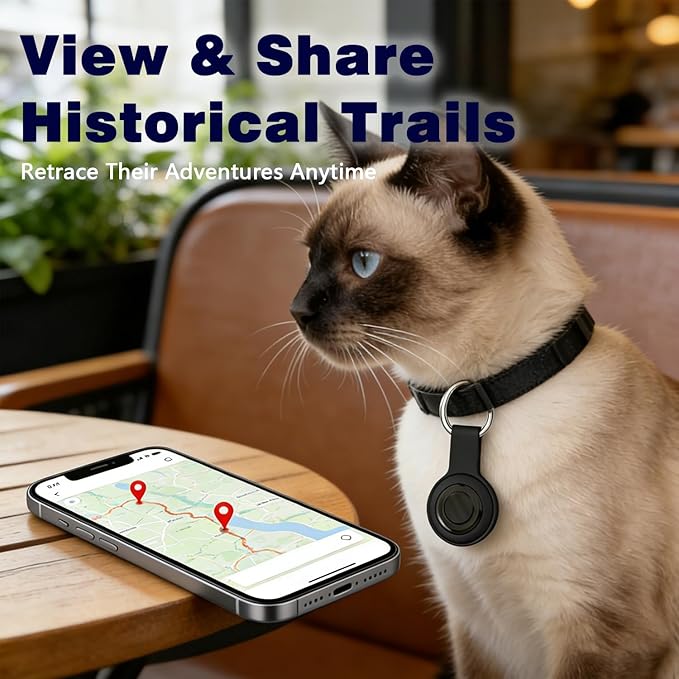 Pet GPS Tracker: A smart Collar with Real-time Location Tracking—no Monthly fees, no SIM Card Required, Real-time Tracking for Small Pets, Compatible with Android and iOS, 356-day Battery Life