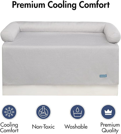 Spark Paws Cooling Couch Cover Dog Bed, Furniture Protector Mat, Non-Toxic Washable Pet Cooling Pad for Large & Small Dog- Waffle Grey - Size L