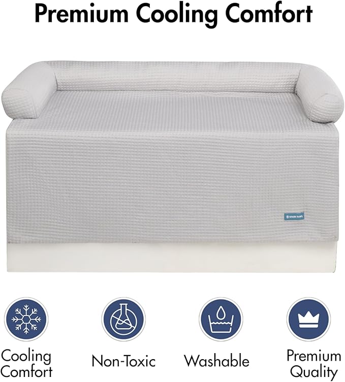 Spark Paws Cooling Couch Cover Dog Bed, Furniture Protector Mat, Non-Toxic Washable Pet Cooling Pad for Large & Small Dog - Waffle Grey - Size XL