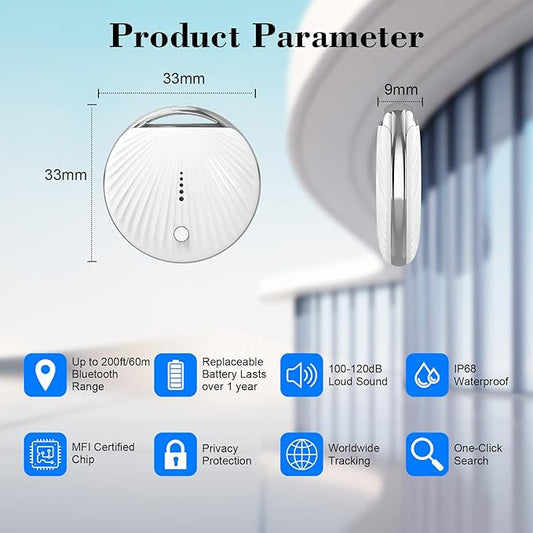 Air Tracker Tag, Smart Tag Bluetooth Tracker Works with Apple Find My (iOS Only), IP68 Waterproof, Replaceable Battery, Key Finder and Item Locator for Keys, Bags, Luggage, Wallet, etc