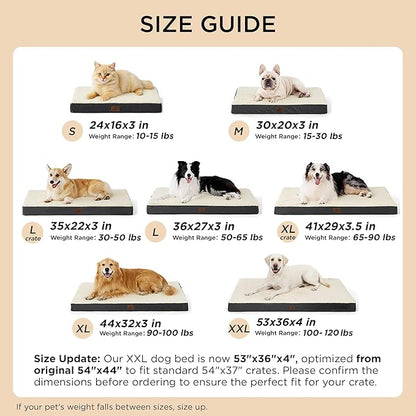 Bedsure XL Dog Beds Large Sized Dog -Comfy Flat Extra Large Pet Beds with Removable Washable Cover, Orthopedic Egg Crate Foam Mat, Suitable for Pet Up to 100 lbs
