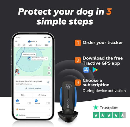 DBDD AI GPS Tracker for Dogs (30lbs+), Real Time Location and AI Health Assistant, Electronic Fence, Waterproof, iOS and Android Universal (D5-Black)